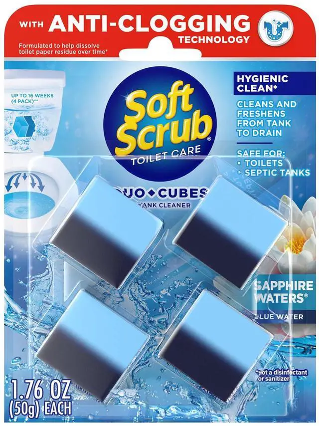 Main image of Soft Scrub In-Tank Toilet Cleaner Duo-Cubes, Sapphire Waters, 4Ct, Continuous Clean, Cleans&Freshens