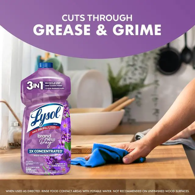 Alt view image 6 of 7 - Lysol All Purpose Cleaner, 2X Concentrated Multi-Surface Disinfectant Floor Cleaner for Mopping Solution, for Bathroom & Kitchen, Lavender & Cotton Blossom, 48 fl oz