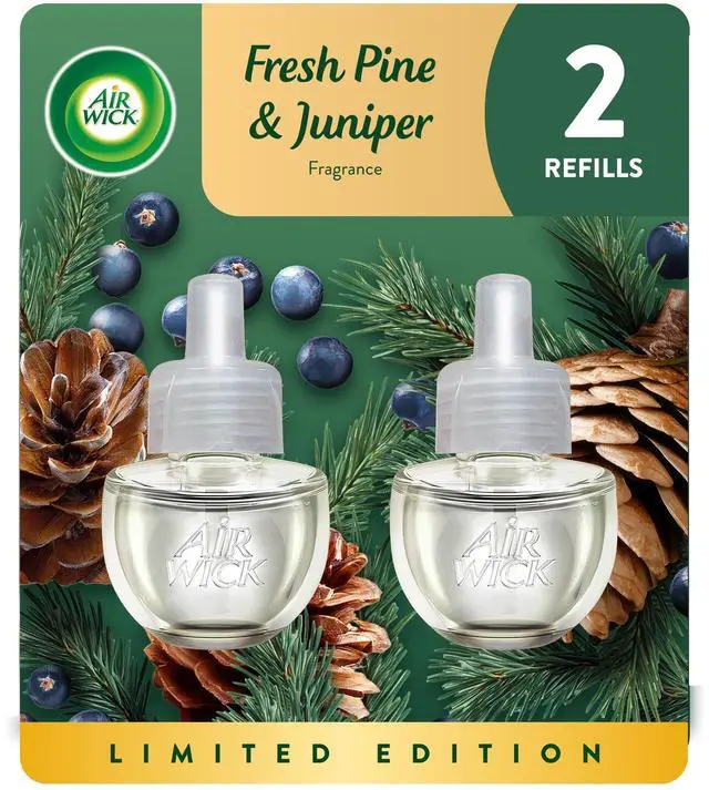 Main image of Air Wick Plug-in Fall Scented Oil Warmer Air Freshener Refills, Fresh Pine & Juniper, 2 Count