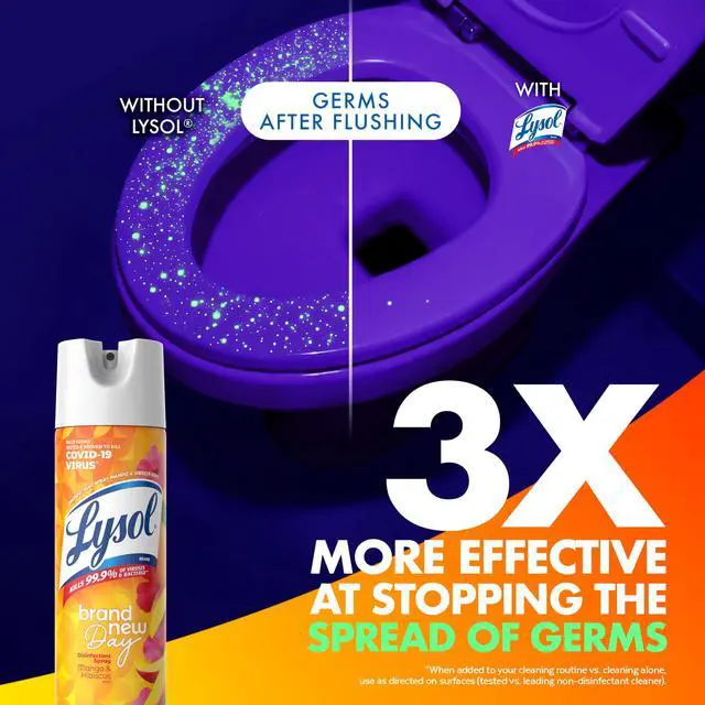 Alt view image 5 of 7 - Lysol Brand New Day Disinfectant Spray, Sanitizing and Antibacterial Spray, Deodorizer, Mango & Hibiscus, 19 oz