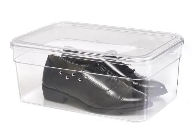 Alt view image 6 of 6 - Mainstays Clear Glossy Plastic Small Shoe Box with Lid