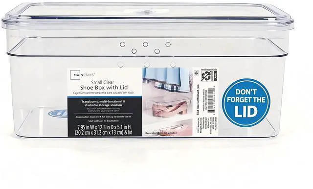 Alt view image 2 of 6 - Mainstays Clear Glossy Plastic Small Shoe Box with Lid