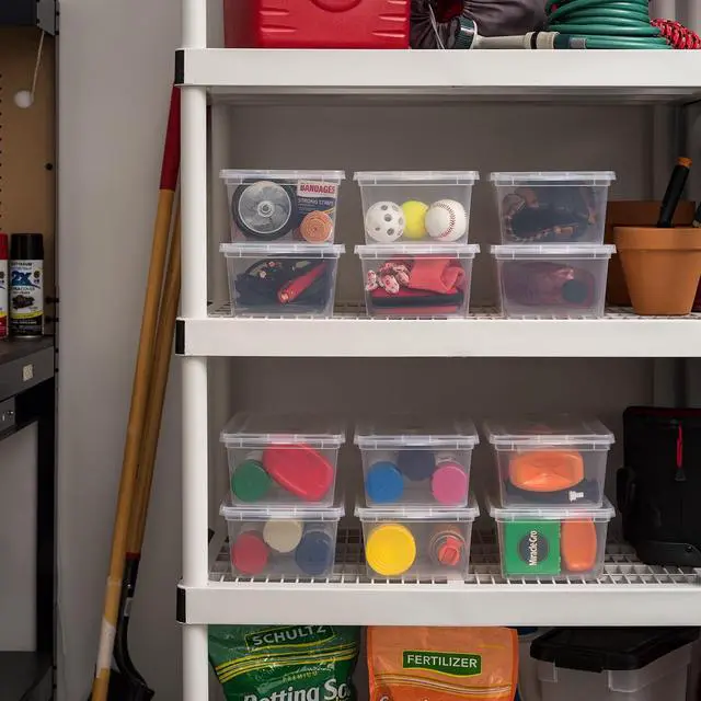 Alt view image 7 of 7 - IRIS USA 6 Qt. Plastic Storage Bins with Lids, Clear, Stackable Totes, Containers