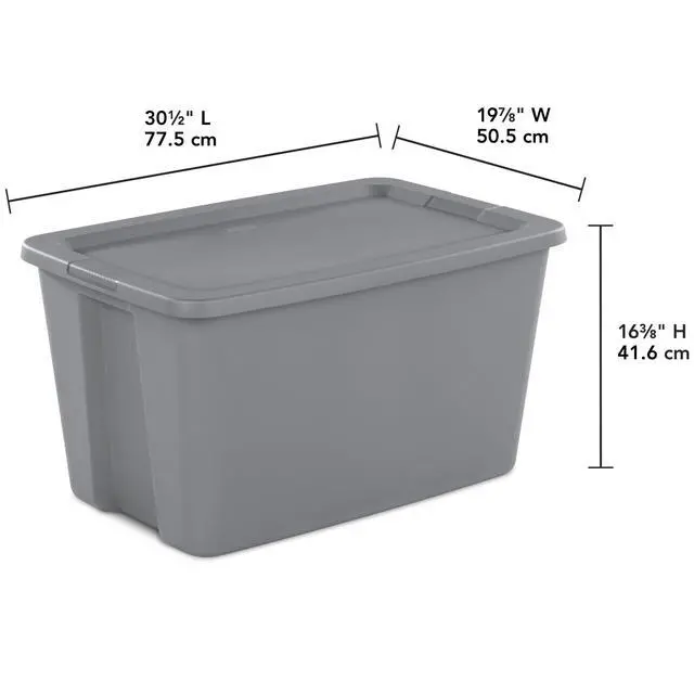 Alt view image 5 of 6 - Sterilite 30 Gallon Extra-Large Storage Bin, Durable Plastic Storage Container with Snap-On Lid, Gray