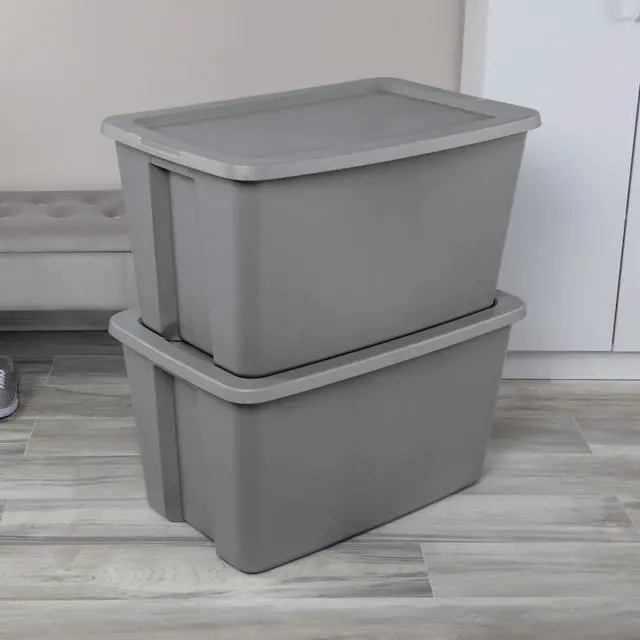 Alt view image 4 of 6 - Sterilite 30 Gallon Extra-Large Storage Bin, Durable Plastic Storage Container with Snap-On Lid, Gray