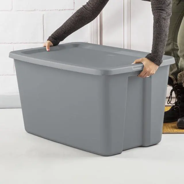 Alt view image 2 of 6 - Sterilite 30 Gallon Extra-Large Storage Bin, Durable Plastic Storage Container with Snap-On Lid, Gray