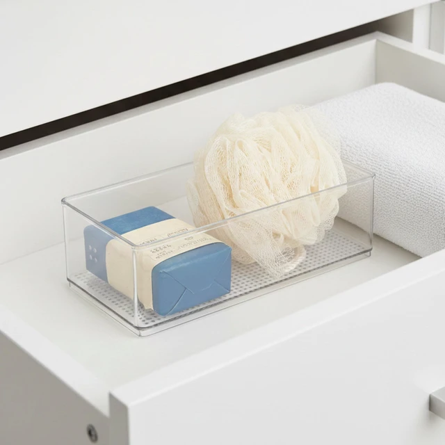 Alt view image 7 of 7 - Mainstays Large Clear Plastic Organizer Bin for Bathroom