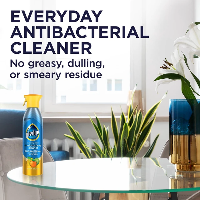 Alt view image 4 of 6 - Pledge® Everyday Cleaner Multi Surface Antibacterial Cleaner, Aerosol, Fresh Citrus, 9.7 oz