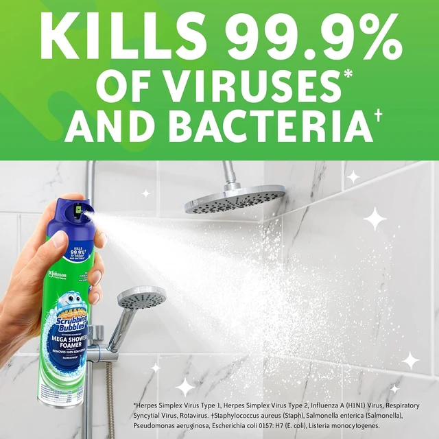 Alt view image 4 of 6 - Scrubbing Bubbles Mega Bathroom and Shower Foamer Aerosol, Rainshower Scent, 20oz (Pack of 2)