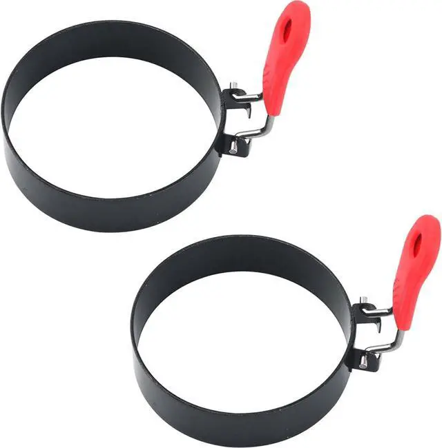 Main image of 3.5" Egg Rings Set of 2 with Silicone Handle, Round Mold for English Muffins,Pancake Mold for Indoor Camping Breakfast Sandwiches Egg Mcmuffins
