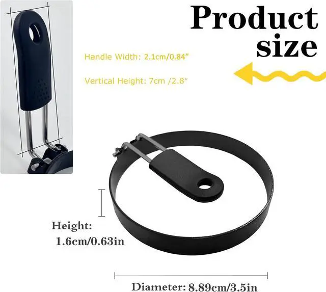 Alt view image 4 of 5 - 3.5'' Egg Rings with Silicone Handle, Stainless Steel Egg Cooking Rings,Nonstick,For Frying Eggs and English Muffins Pancake, Egg Mold Shaper For Breakfast