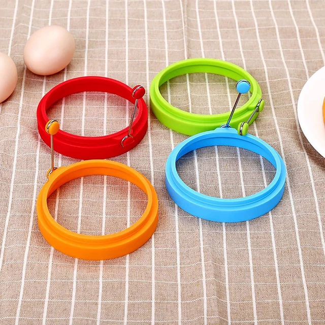 Alt view image 5 of 6 - Food Grade Silicone Egg Rings, Multicolor, Egg Ring Molds for Cooking, Fried Egg Rings(4 Pack, 4 Inches)