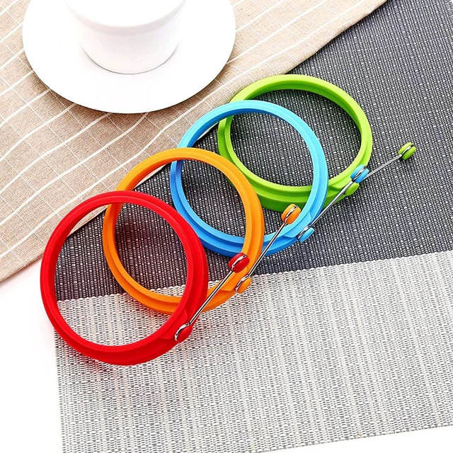 Alt view image 6 of 6 - Food Grade Silicone Egg Rings, Multicolor, Egg Ring Molds for Cooking, Fried Egg Rings(4 Pack, 4 Inches)