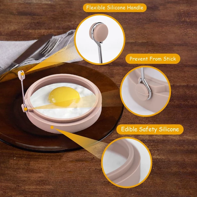 Alt view image 2 of 5 - 4-Pack Nordic Silicone Non-Stick Egg Rings, 4Inch, Colorful