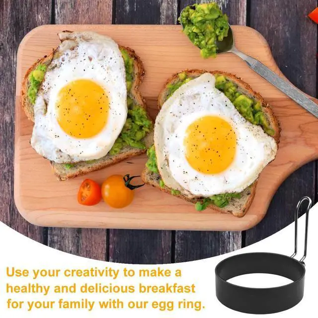 Alt view image 6 of 7 - 4 Pack Stainless Steel Non-Stick Round Egg Cooker Rings for Frying Pancake Sandwiches, Metal Handle Household Kitchen Breakfast Tool