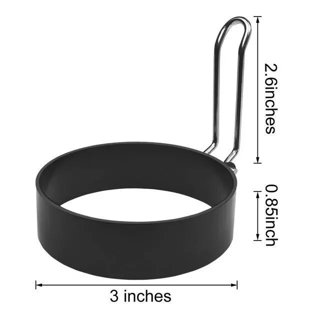 Alt view image 3 of 7 - 4 Pack Stainless Steel Non-Stick Round Egg Cooker Rings for Frying Pancake Sandwiches, Metal Handle Household Kitchen Breakfast Tool