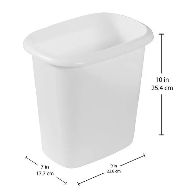 Alt view image 4 of 7 - Rubbermaid Vanity Trash Can Wastebasket 1.5 Gallons 6 Quarts White for Under Counter Kitchen Office Bedroom Bathroom