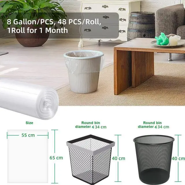 Alt view image 2 of 6 - WAIKAS 8Gallon Flat Top Trash Bags, 1.12-mil, White, Unscented, 42Count