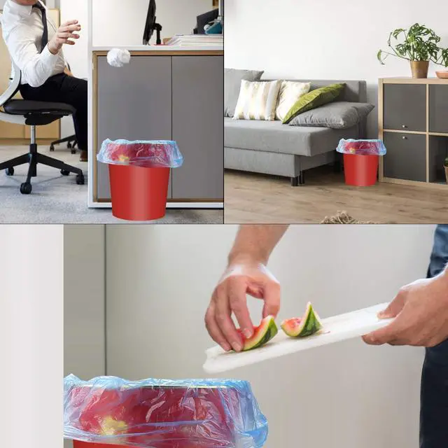 Alt view image 6 of 6 - 100 Count 4 Gallon Small Trash Bags - 5 Rolls Colored Trash Can Liners for Office Bedroom Bathroom