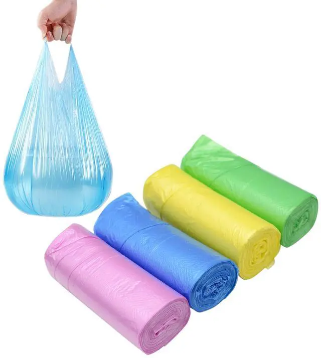 Main image of 4Gallon Small Handles Trash Bags, 4 Rolls/100Counts, Colorful Portable for Bathroom and Office Wastebasket