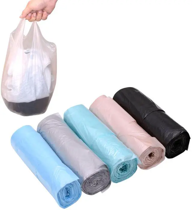 Main image of 4 Gallon Bathroom Trash Bags with Small Handles, 5 Rolls/100 Counts, Colorful Portable Rubbish Bags for Office and Bathroom Wastebasket (Mixed)
