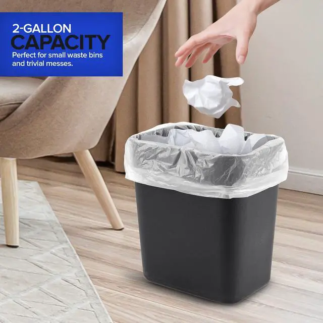 Alt view image 4 of 7 - Stock Your Home 2 Gallon Small Unscented Garbage Bags, 100 Count, Leakproof, Versatile Usage, Grab-n-Go