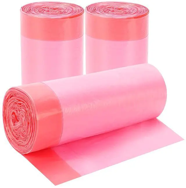 Main image of 4 Gallon Drawstring Small Trash Bags, 60 Count, Pink