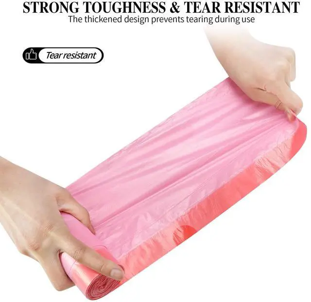 Alt view image 5 of 7 - 4 Gallon Drawstring Small Trash Bags, 60 Count, Pink