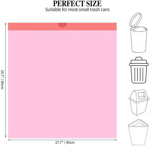 Alt view image 2 of 7 - 4 Gallon Drawstring Small Trash Bags, 60 Count, Pink