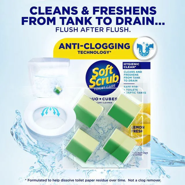 Alt view image 3 of 7 - Soft Scrub In-Tank Toilet Cleaner Duo-Cubes, Lemon Fresh, Yellow, 4 Ct