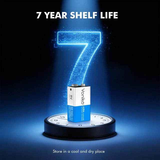 Alt view image 6 of 6 - Voniko 9V Alkaline Batteries 4 Pack for Smoke Alarms