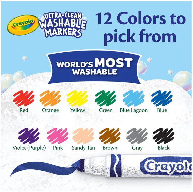 Alt view image 2 of 6 - Crayola Broad Line Markers 12 Count, Washable Markers, Assorted Colors, Arts & Crafts Supplies for Coloring Books & Art Projects, Ages 3+