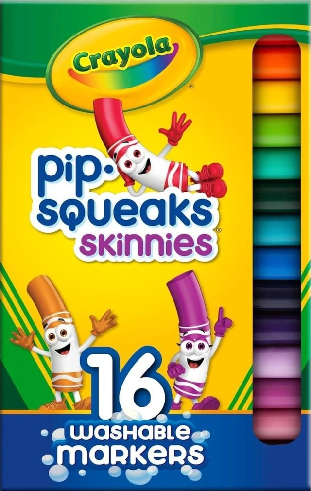 Main image of Crayola Pip Squeaks Skinnies Washable Marker Set (16ct), Thin Coloring Markers for Toddlers and Kids, Spring Crafts Supplies