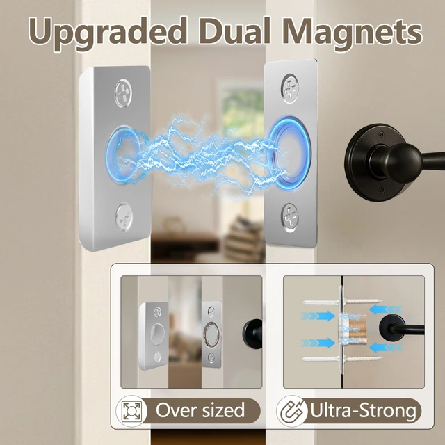 Alt view image 2 of 7 - Tonitrui Upgraded Strong Magnetic Door Catch, 2 Pack, Replacement for Traditional Door Ball Catch, Quiet and Easy to Install, for Top of Door, Closet Door, Silver