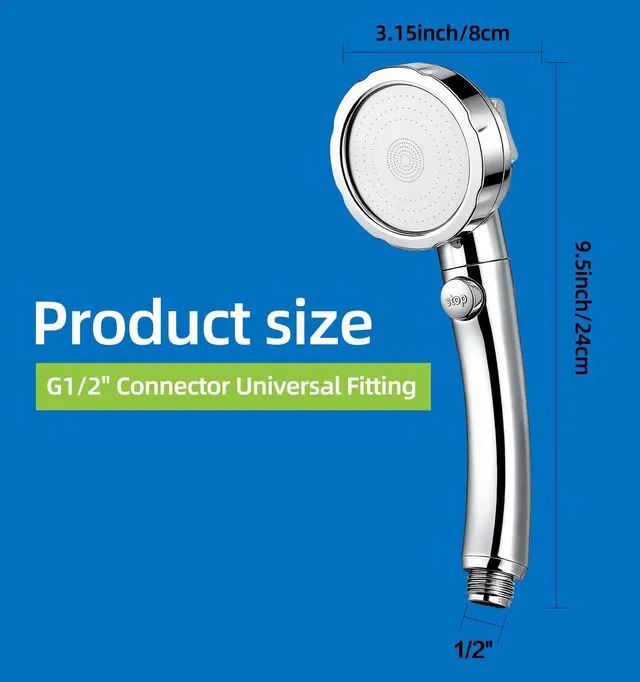 Alt view image 5 of 6 - High Pressure Handheld Shower Head with On/Off Pause Switch, 3 Spray Modes, Water Saving, Detachable