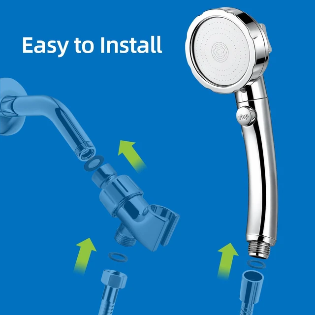 Alt view image 2 of 6 - High Pressure Handheld Shower Head with On/Off Pause Switch, 3 Spray Modes, Water Saving, Detachable