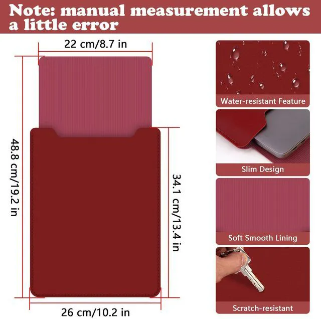 Alt view image 4 of 6 - BVYA 13.3-14" PU Leather Laptop Sleeve Case for MacBook Air 13.6/Pro/Max M2/M1 A2779 A2442, Surface 5/4/3/2/1, 14 inch Laptop 2022 Pro