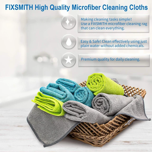 Alt view image 6 of 6 - FIXSMITH Microfiber Cleaning Cloths, Pack of 8, 12 x 16 in, Multi-Functional, Highly Absorbent, Lint-Free, Streak-Free for Car, Kitchen, Home