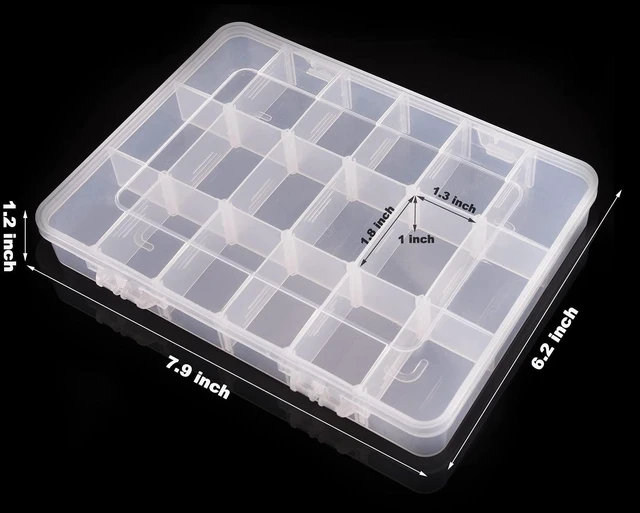 Alt view image 4 of 6 - Exptolii 18 Grids Plastic Organizer Box with Dividers, Clear Compartment Storage for Beads, Crafts, Jewelry, Fishing Tackle, 7.9 x 6.2 x 1.2 in