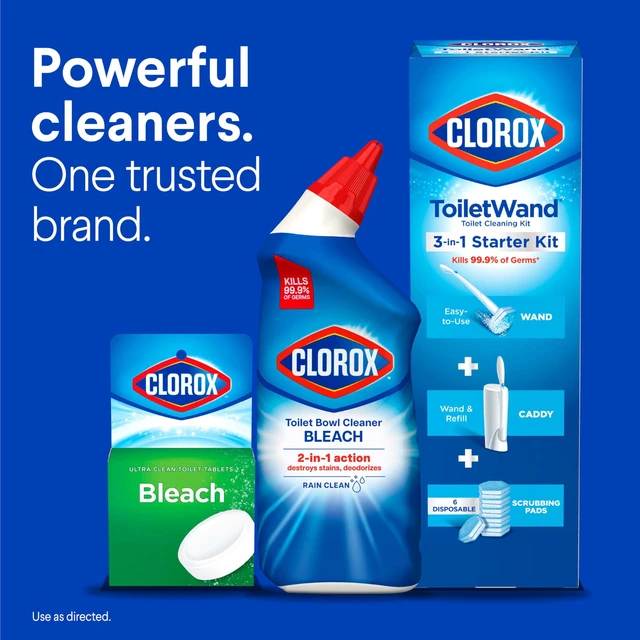 Alt view image 3 of 7 - Clorox Toilet Bowl Cleaner with Bleach, Rain Clean, 24 fl oz, 2 Pack