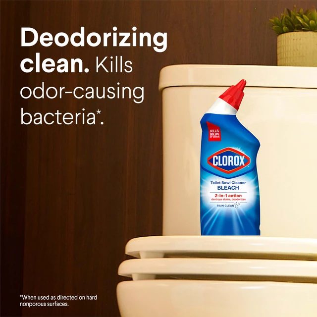 Alt view image 5 of 7 - Clorox Toilet Bowl Cleaner with Bleach, Rain Clean, 24 fl oz, 2 Pack