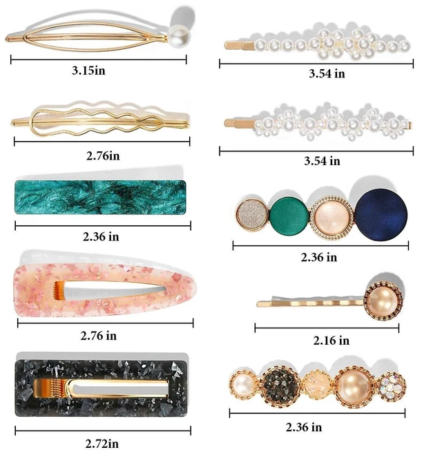 Alt view image 4 of 5 - Mehayi 20 PCS Macaron Pearl Acrylic Resin Hair Clips Set, Hair Barrettes Bobby Pins, Boho Fancy Hairpin Accessories Headwear Styling Tools for Women Girls Decorative Wedd