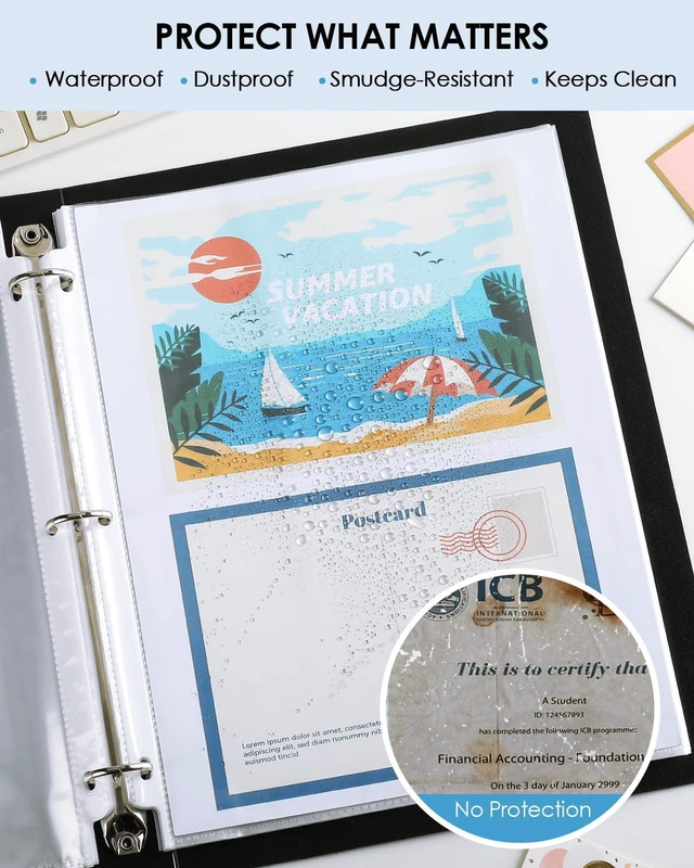Alt view image 5 of 6 - KTRIO Sheet Protectors 8.5 x 11 for 3 Ring Binder, 50 Pack