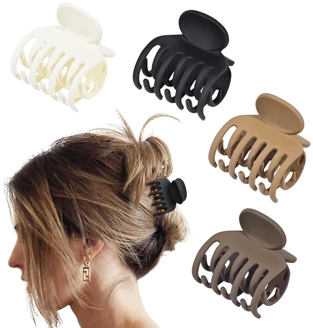 Main image of DEEKA Double Row Small Claw Hair Clips 4 Pack 1.6" Medium Matte Non-slip for Thin Short Hair Women and Girls