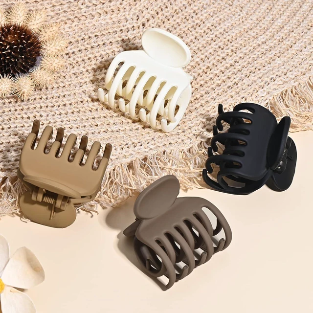 Alt view image 4 of 7 - DEEKA Double Row Small Claw Hair Clips 4 Pack 1.6" Medium Matte Non-slip for Thin Short Hair Women and Girls