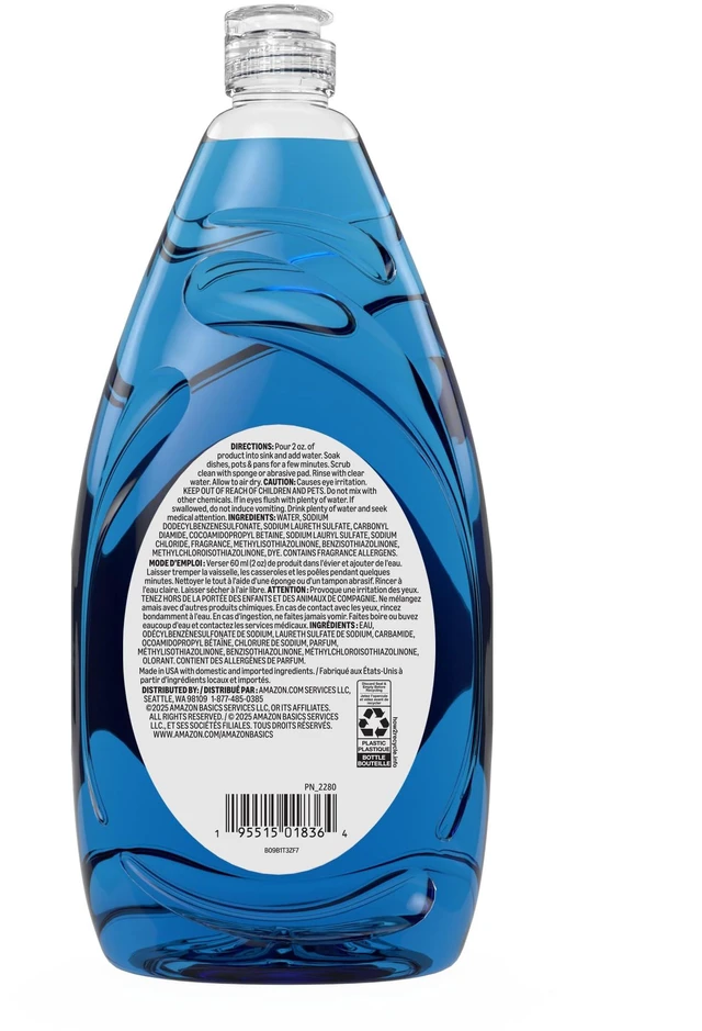 Alt view image 3 of 4 - Amazon Basics Liquid Dish Soap, Fresh Scent, Grease-Cutting Formula, 30 fl oz, Pack of 1