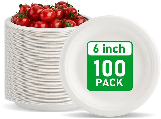 Main image of RACETOP Compostable Small Paper Plates 6 Inch 100 Pack