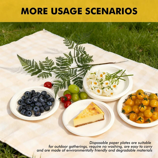 Alt view image 5 of 7 - RACETOP Compostable Small Paper Plates 6 Inch 100 Pack