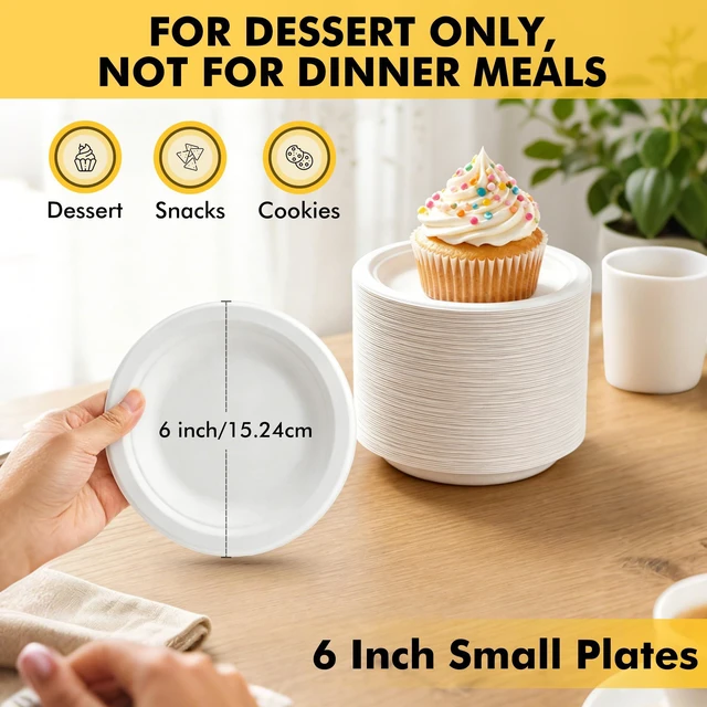 Alt view image 4 of 7 - RACETOP Compostable Small Paper Plates 6 Inch 100 Pack