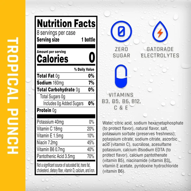 Alt view image 2 of 7 - Propel Electrolyte Water Tropical Punch, 12 fl oz Bottles, 8 Pack